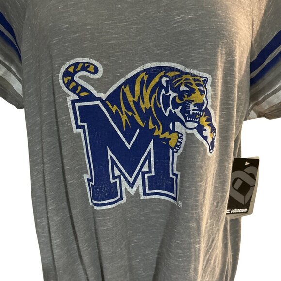 NEW Memphis UM Tigers Colosseum Gray Tie Scoop Neck SS Tee Shirt Women's M - Picture 2 of 8